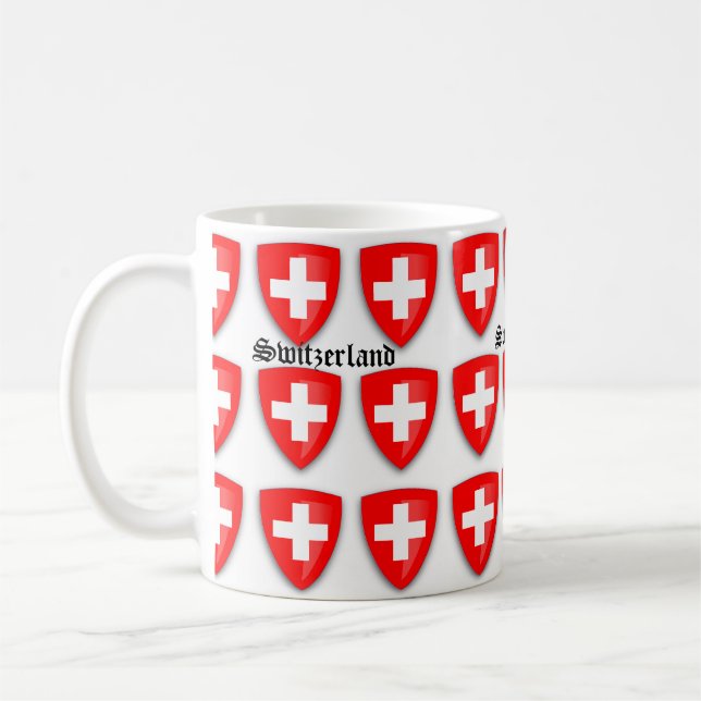 Switzerland coat of arms Swiss Text Souvenir Coffee Mug (Left)