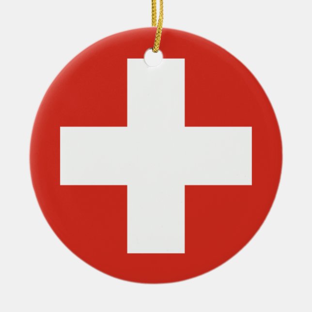 Switzerland country flag roundel symbol army milit ceramic ornament (Front)