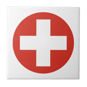 Switzerland country flag roundel symbol army milit ceramic tile