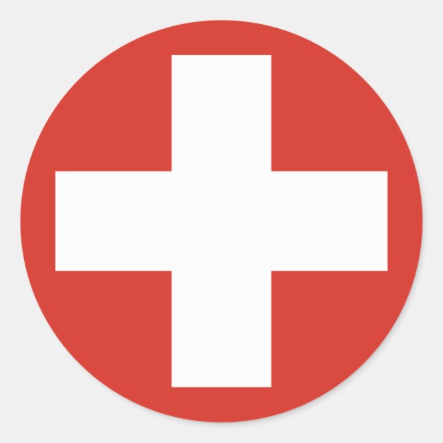 Switzerland country flag roundel symbol army milit classic round sticker (Front)