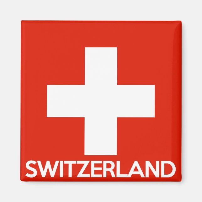 Switzerland country flag symbol name text swiss magnet (Front)