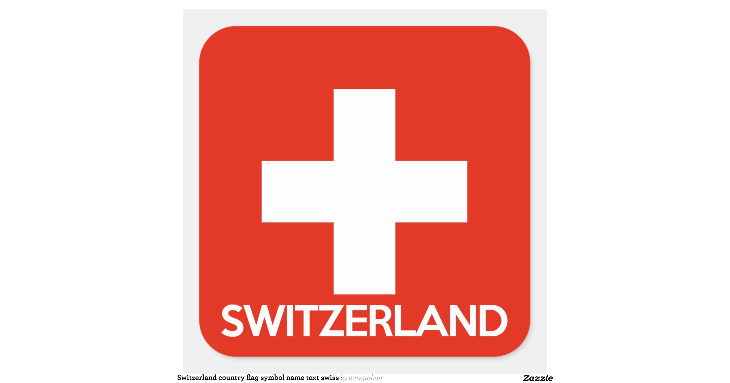 Switzerland country flag symbol name text swiss square sticker | Zazzle