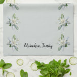 Switzerland Edelweiss flowers monogram name Tea Towel<br><div class="desc">Swiss Edelweiss kitchen towels. 
You can add your own name to personalise.</div>