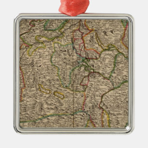 Switzerland engraved map metal ornament