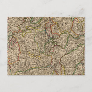 Switzerland engraved map postcard