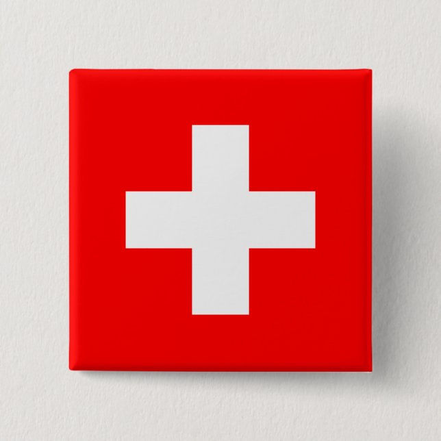 Switzerland Flag 15 Cm Square Badge (Front)