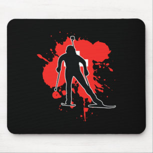 Switzerland Flag Biathlonist - Swiss Biathlon Mouse Pad