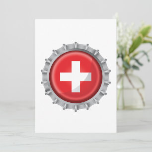 Switzerland Flag Bottle Cap Invitation