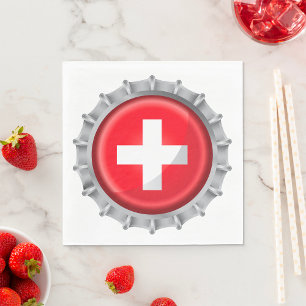 Switzerland Flag Bottle Cap Napkin