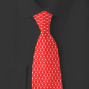 Switzerland Flag Brick Pattern Tie