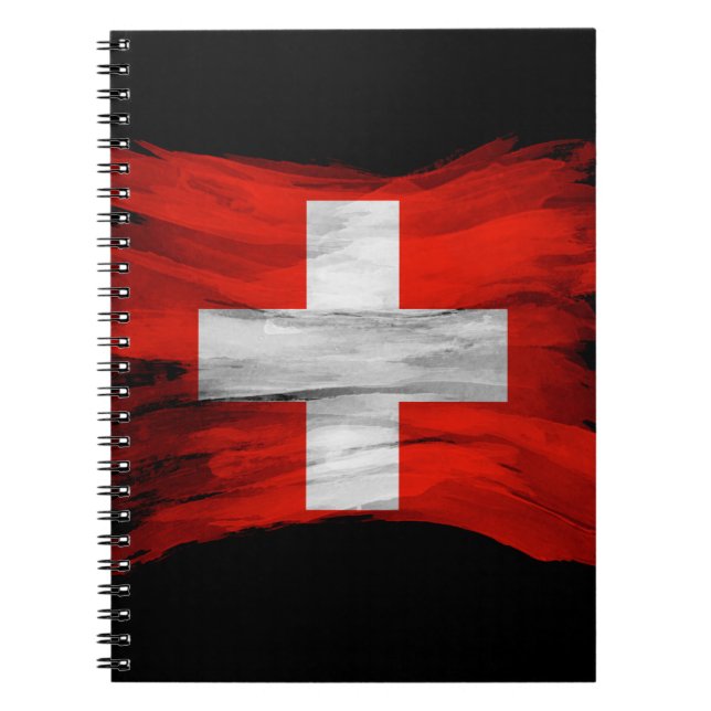 Switzerland flag brush stroke, national flag notebook (Front)
