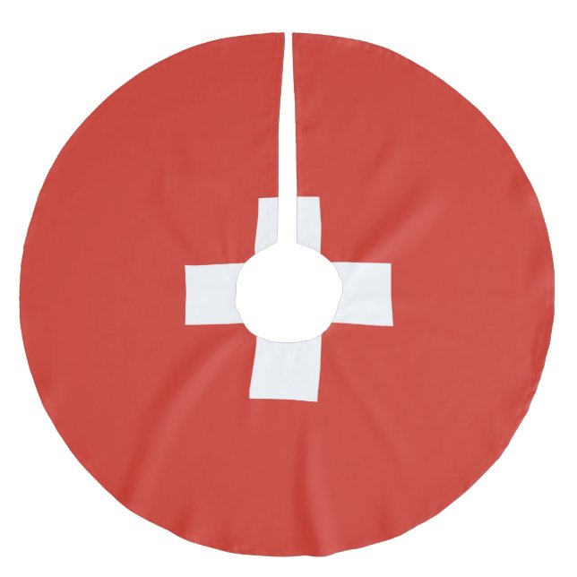 Switzerland flag brushed polyester tree skirt (Front)