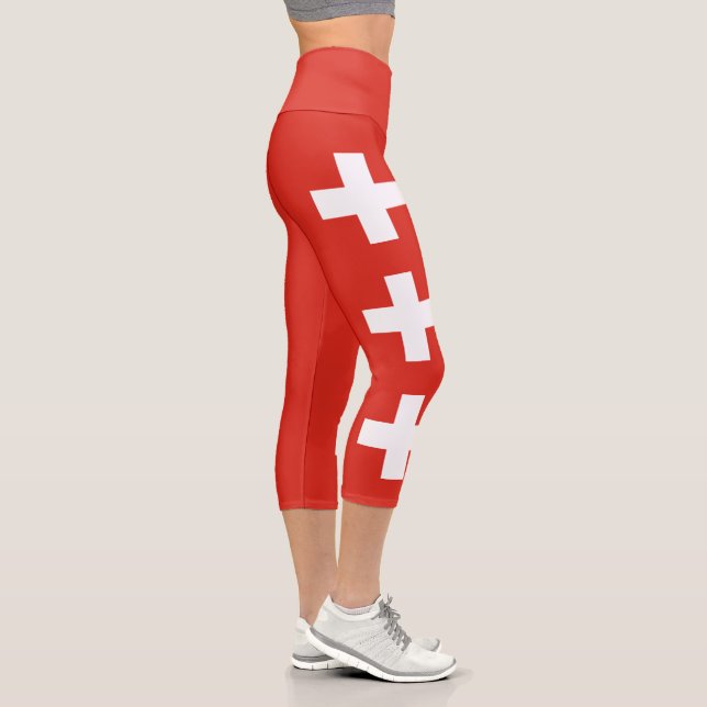 Switzerland Flag Capri Leggings (Right)
