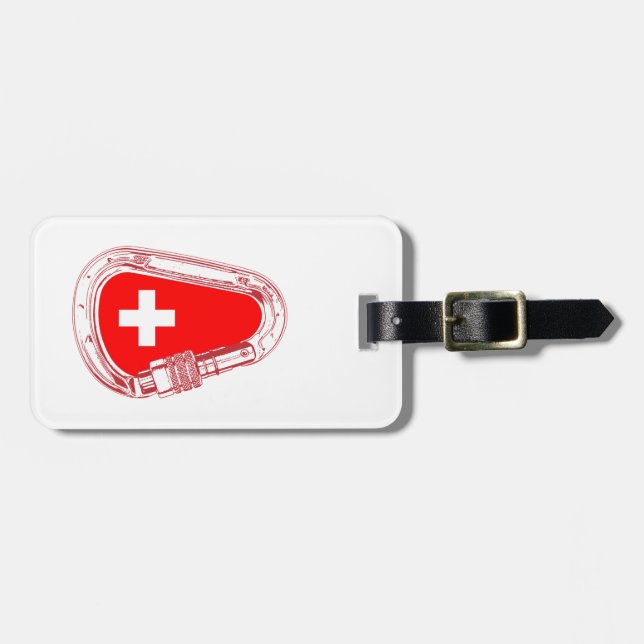 Switzerland Flag Climbing Carabiner Luggage Tag (Front Horizontal)