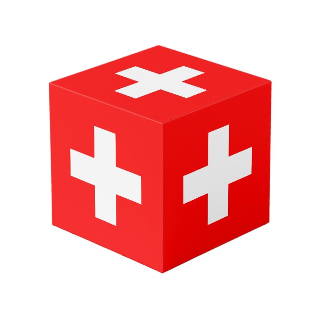 Switzerland Flag Cube (Front Angled)