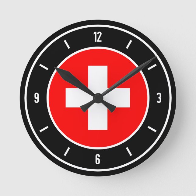 Switzerland Flag Elegant Round Clock (Front)