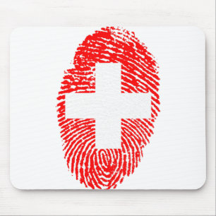 Switzerland Flag Fingerprint Country Pride Mouse Pad