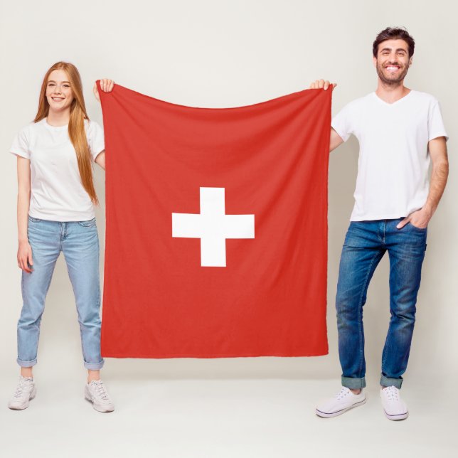Switzerland flag fleece blanket (In Situ)