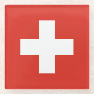 Switzerland Flag Glass Coaster