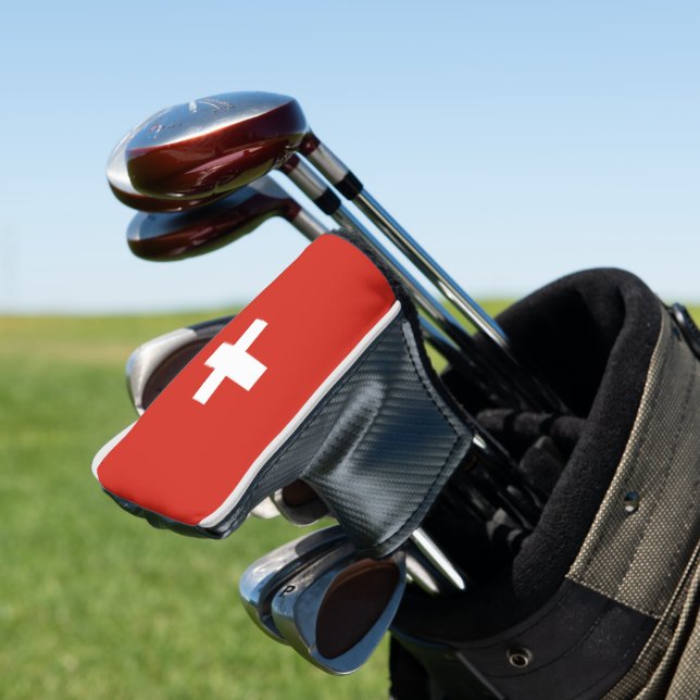 Switzerland flag golf head cover (In Situ)