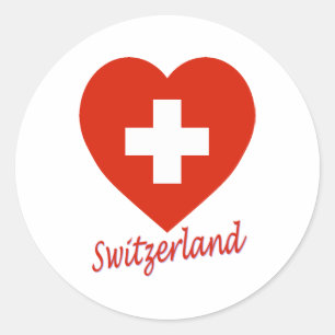 Switzerland Flag Heart Classic Round Sticker