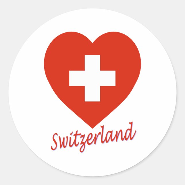 Switzerland Flag Heart Classic Round Sticker (Front)