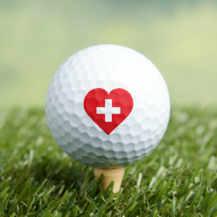 Switzerland Flag Heart Design Golf Balls