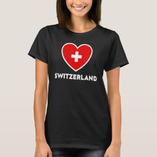 Switzerland Flag Heart Suisse Swiss Schweiz White T-Shirt