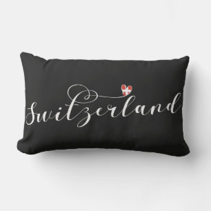 Switzerland Flag Heart, Swiss Lumbar Cushion