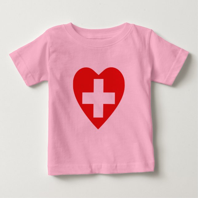 Switzerland Flag Heart T-Shirt (Front)