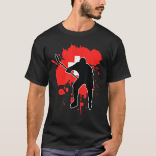 Switzerland Flag Hockey Player  Swiss Ice Hockey T-Shirt