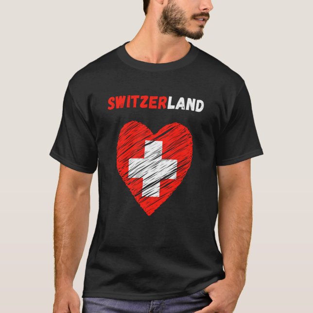 Switzerland Flag Holiday Switzerland Heart Swiss F T-Shirt (Front)