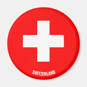 Switzerland Flag Inscription Red White Cross Magnet