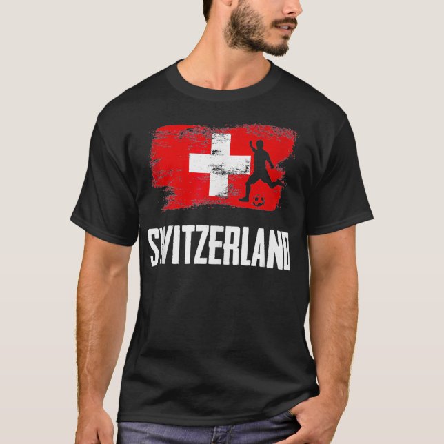 Switzerland Flag Jersey Swiss Soccer Team Swiss, M T-Shirt (Front)