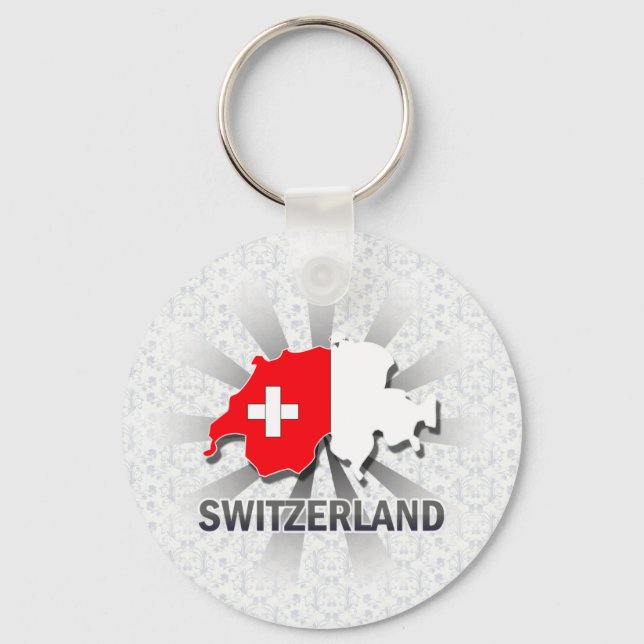 Switzerland Flag Map 2.0 Key Ring (Front)