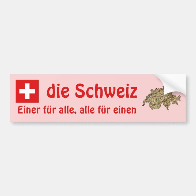 Switzerland Flag + Map Bumper Sticker (Front)