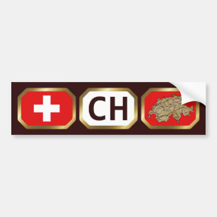 Switzerland Flag Map Code Bumper Sticker