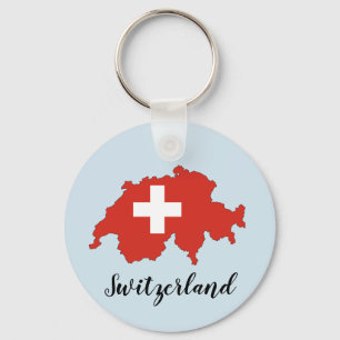Switzerland Flag Map Key Ring