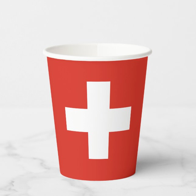 Switzerland Flag Paper Cups (Left)