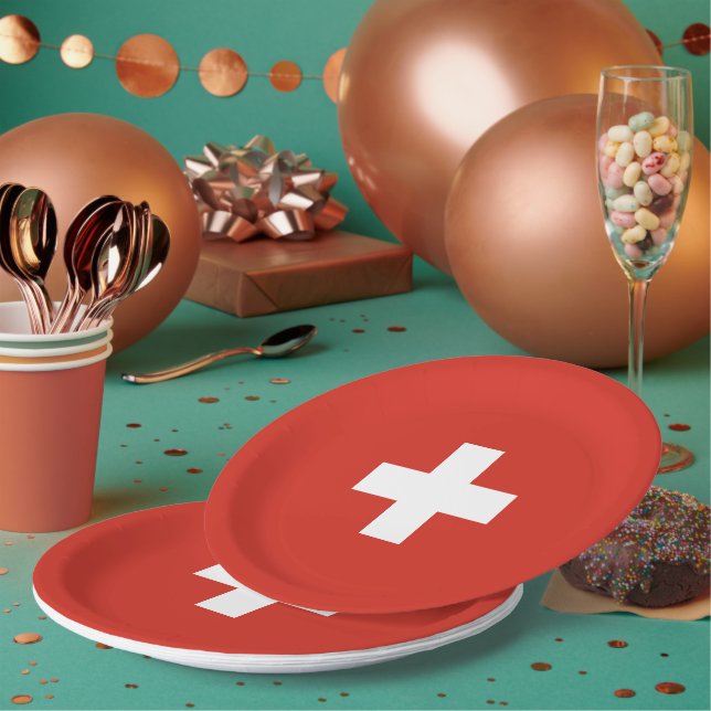 Switzerland flag paper plate (Multi)