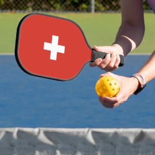 Switzerland flag pickleball paddle