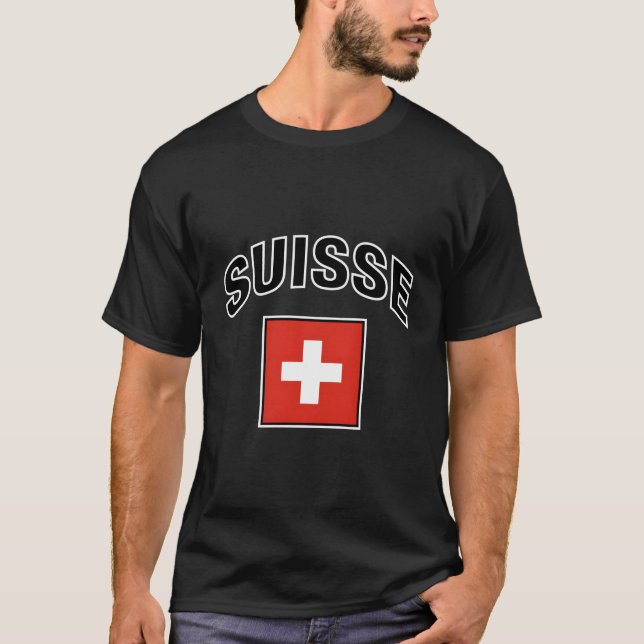 Switzerland Flag Proud Swiss In French T-Shirt (Front)