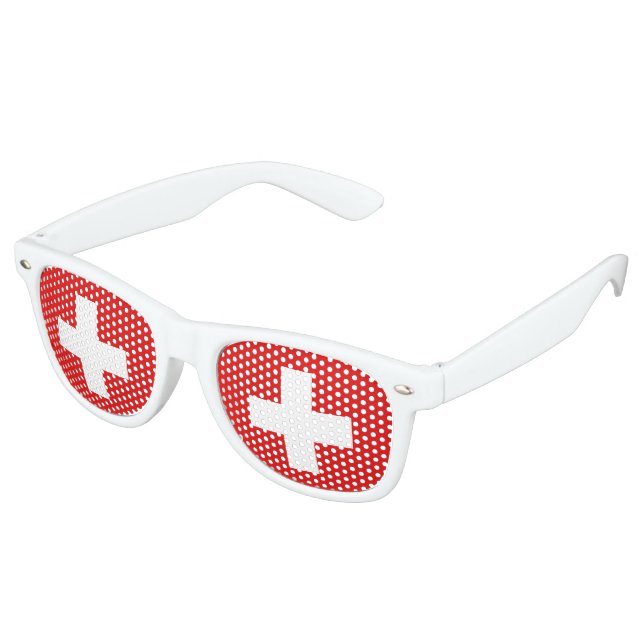 Switzerland Flag Retro Sunglasses (Angled)