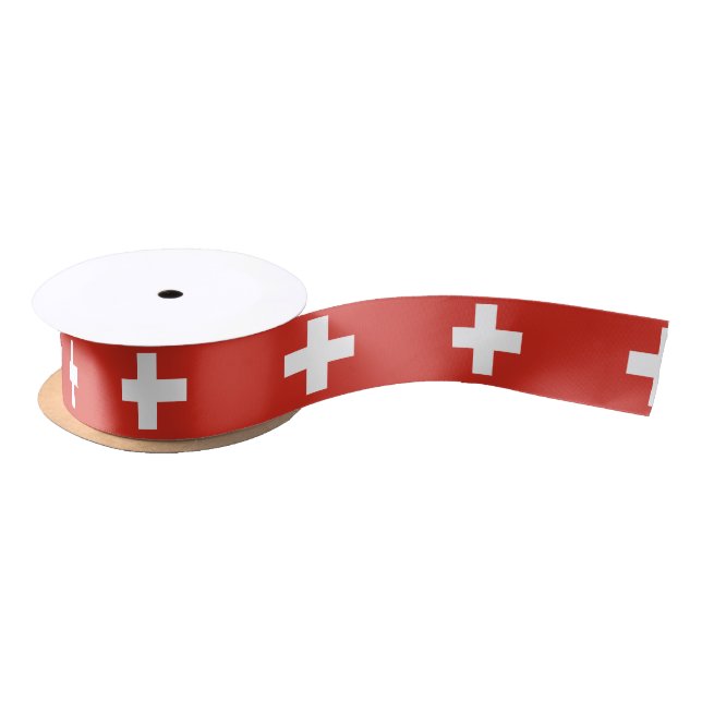 Switzerland flag Ribbon Satin Ribbon (Spool)