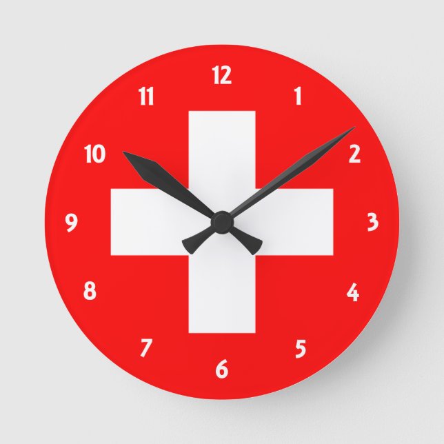 switzerland flag round clock (Front)