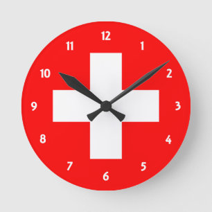 switzerland flag round clock
