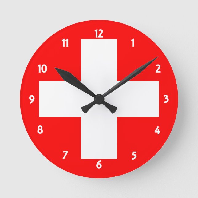 switzerland flag round clock (Front)