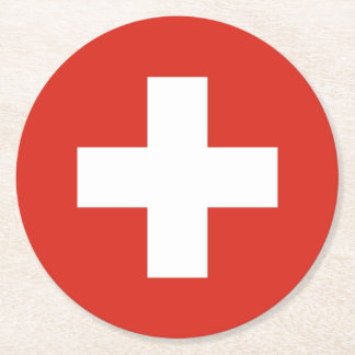 Switzerland Flag Round Paper Coaster