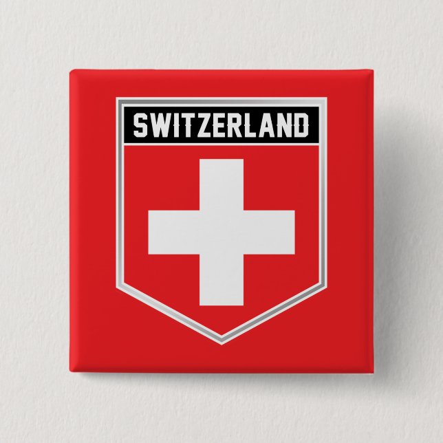 Switzerland Flag Shield 15 Cm Square Badge (Front)
