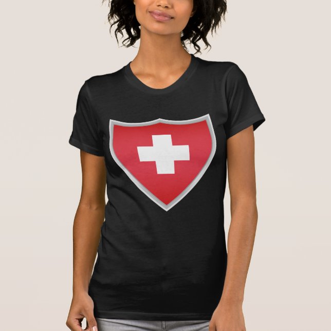 Switzerland Flag Shield T-Shirt (Front)